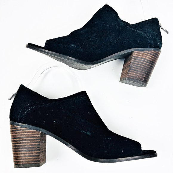 Lucky Brand Suede Peep Toe Booties 10 - Picture 1 of 6